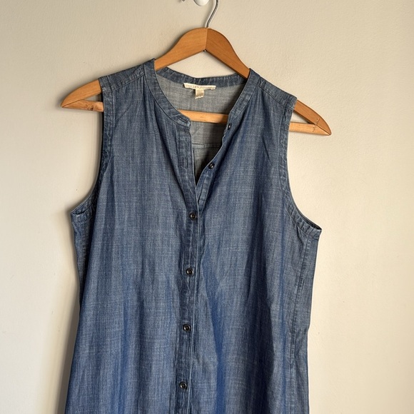 Eileen Fisher Sleeveless Button-Front Denim Dress XS - Picture 5 of 13
